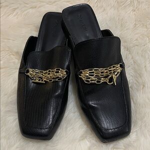 Open Edit Nash mules black lizard size 9